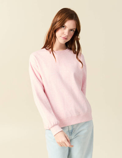 Sweat droit manches longues rose clair femme