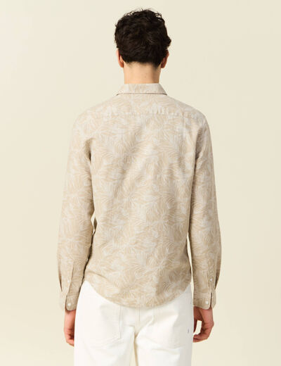 Chemise manches longues beige homme