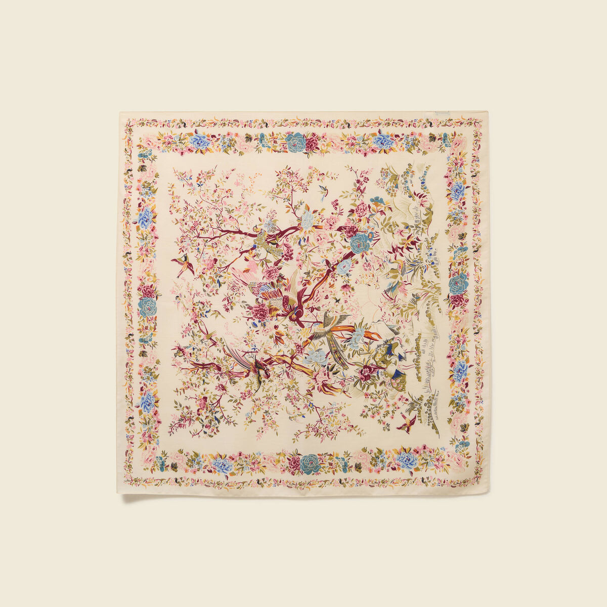 Foulard satin&eacute; ecru femme