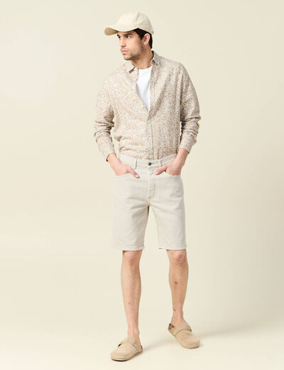Chemise manches longues beige homme