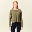 T-shirt manches longues vert kaki femme