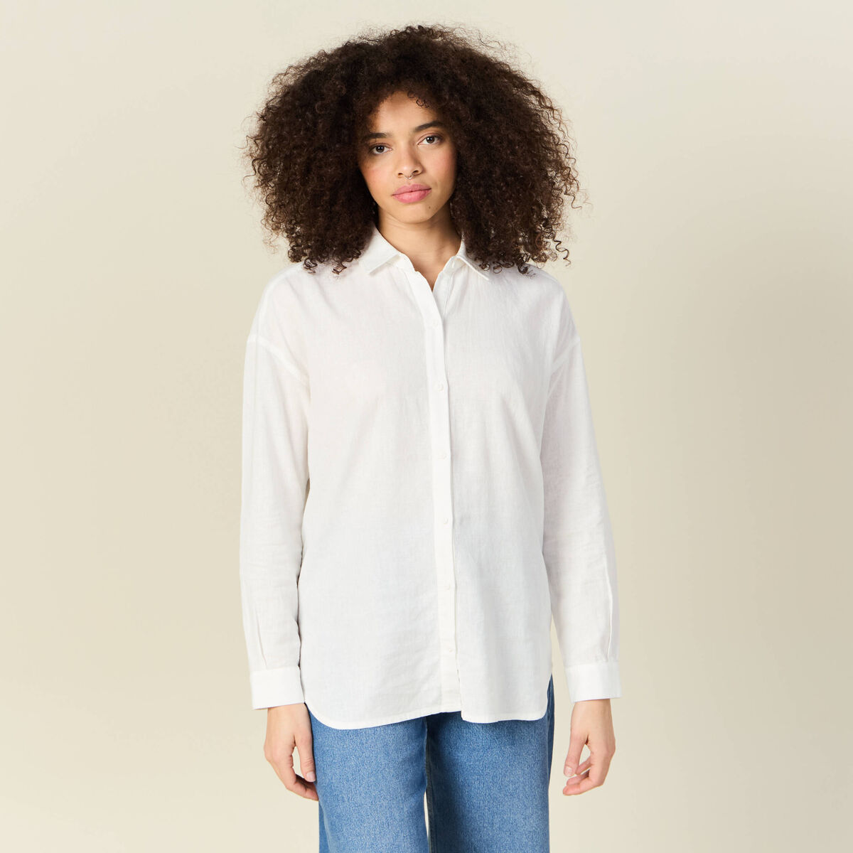 Chemise manches longues ecru femme