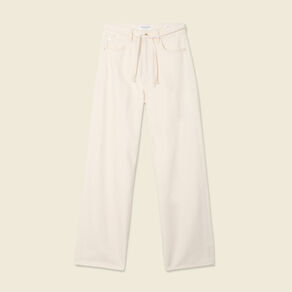 Jeans baggy ceinturé denim blanc femme