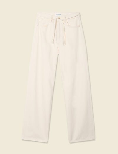 Jeans baggy ceinturé denim blanc femme