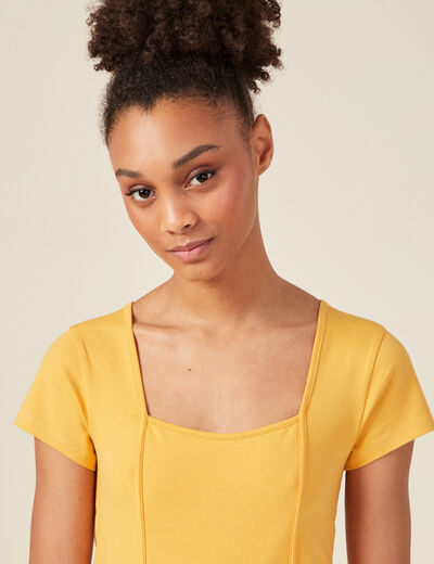 T-shirt manches courtes jaune femme