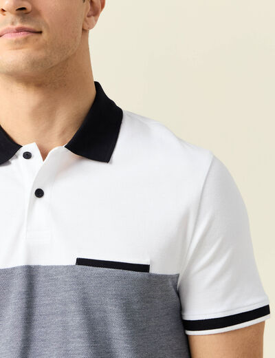 Polo cintr&eacute; manches courtes bleu marine homme