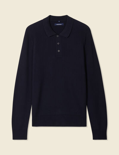 Polo manches longues bleu marine homme