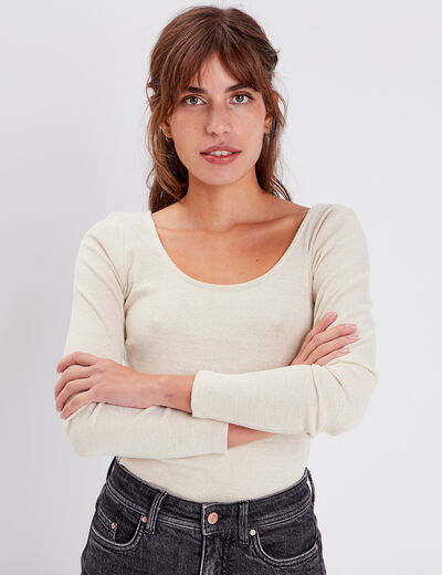T-shirt manches longues ecru femme