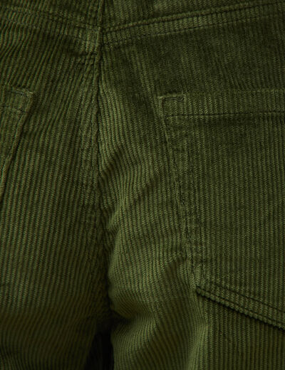 Pantalon barrel taille haute velours vert fonc&eacute; femme
