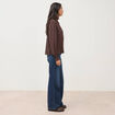 Blouse droite manches longues marron fonc&eacute; femme