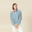 Gilet zipp&eacute; manches longues gris femme