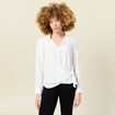Chemise manches longues nouée blanc femme