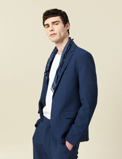Blazer manches longues col tailleur bleu marine homme
