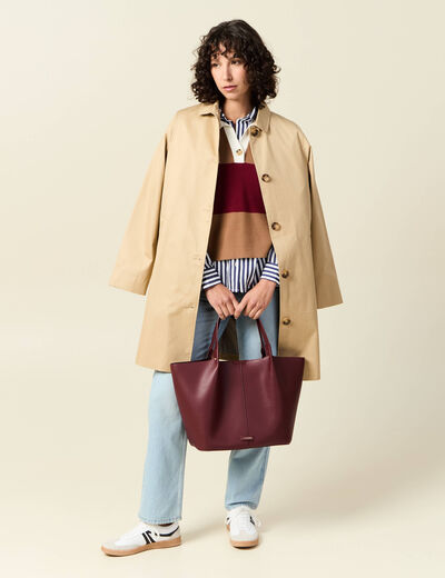 Trench long enduit beige femme