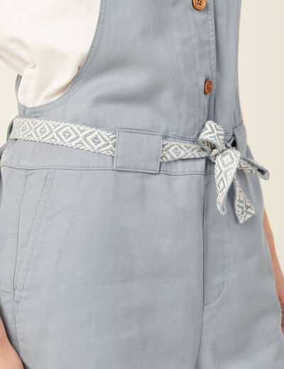 Combishort ceinturée bleu gris femme