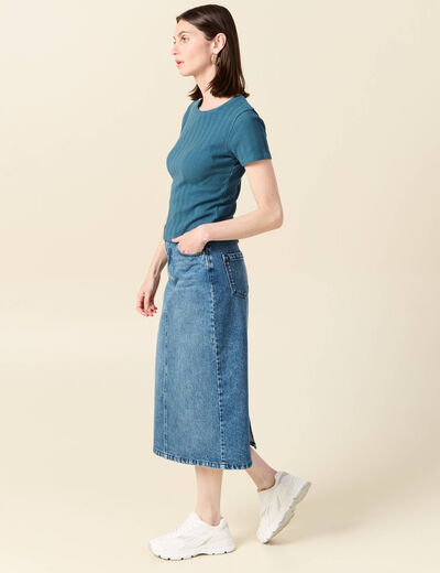 T-shirt manches courtes bleu gris femme