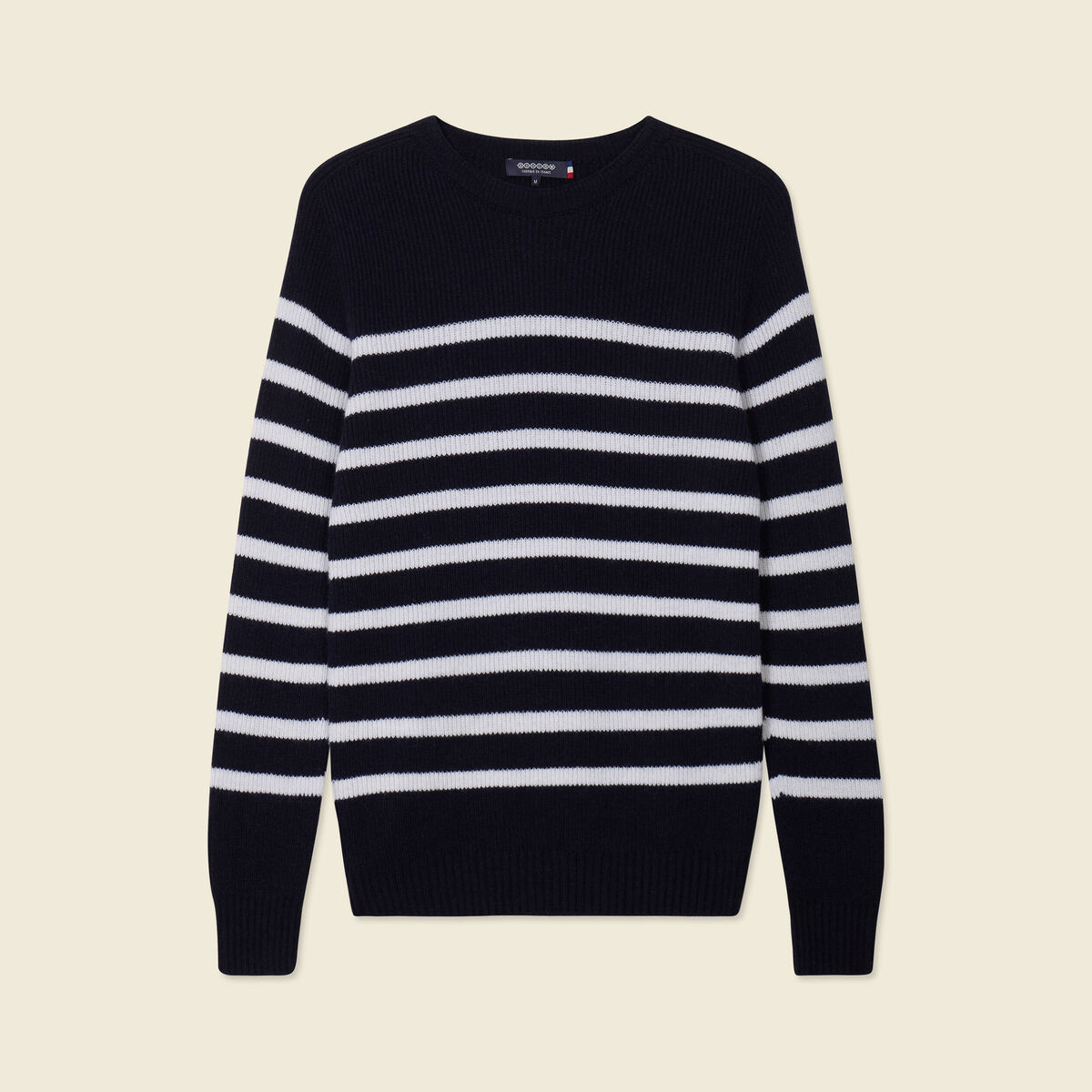Pull manches longues fabriqu&eacute; en France bleu marine homme