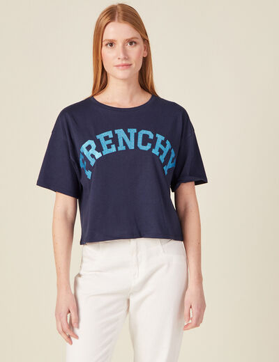 T-shirt manches courtes bleu marine femme
