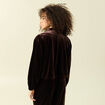 Gilet court droit en velours doubl&eacute; marron fonc&eacute; femme