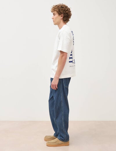 T-shirt ample col rond manches courtes ecru homme