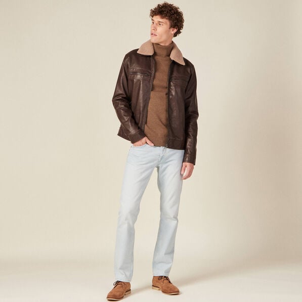 blouson droit col aviateur marron homme Blouson droit col aviateur marron homme