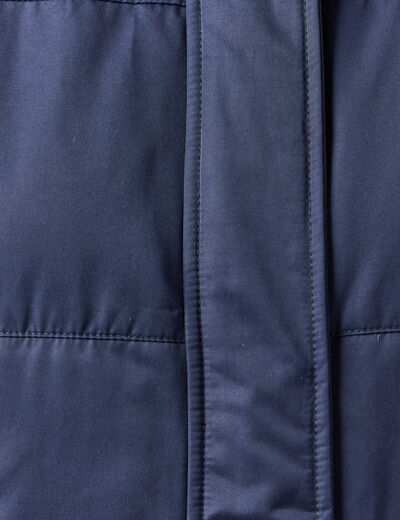 Parka droite à capuche bleu marine femme