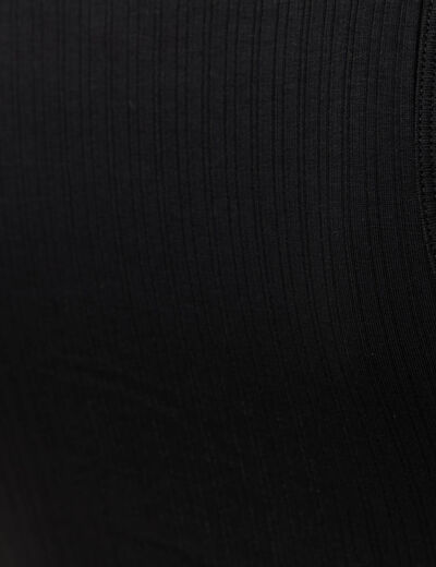 Débardeur cintré court col rond noir femme