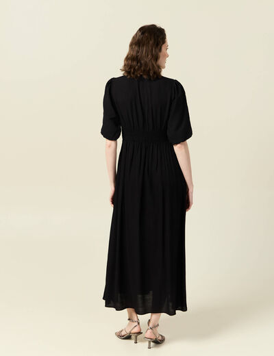 Robe longue évasée noir femme