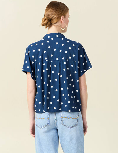 Chemise manches courtes bleu marine femme