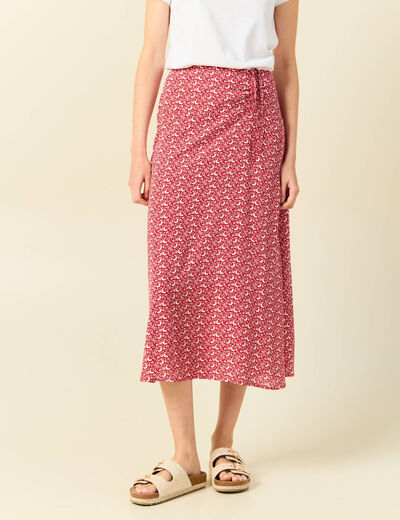 Jupe longue portefeuille rouge femme