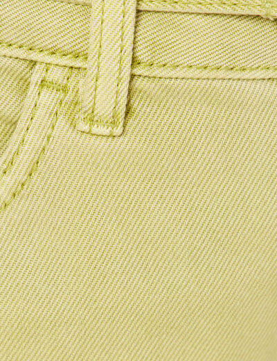 Jeans large taille haute vert anis femme