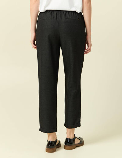 Pantalon taille haute en jeans gris fonc&eacute; femme
