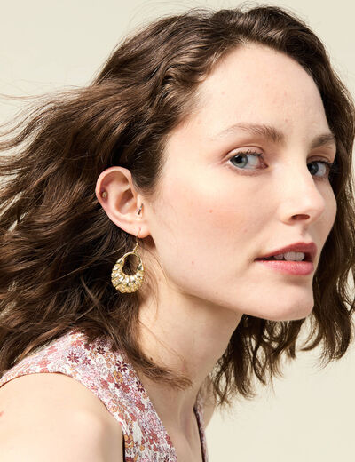 Boucles d'oreilles pendantes couleur or femme