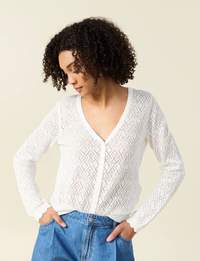Gilet manches longues blanc femme