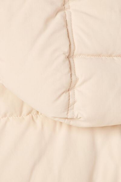 Doudoune droite à capuche beige femme