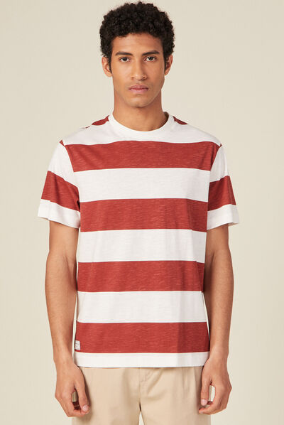 T-shirt manches courtes marron cognac homme