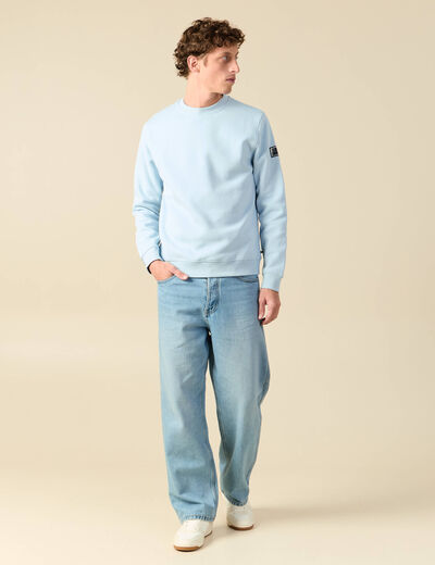 Sweat manches longues avec broderie bleu ciel homme