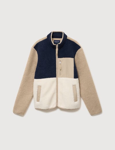 Veste droite sherpa manches longues ecru homme