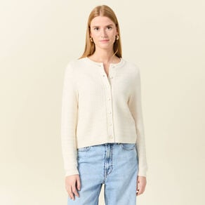 pull manches longues ajoure ecru femme Pull manches longues ajouré ecru femme