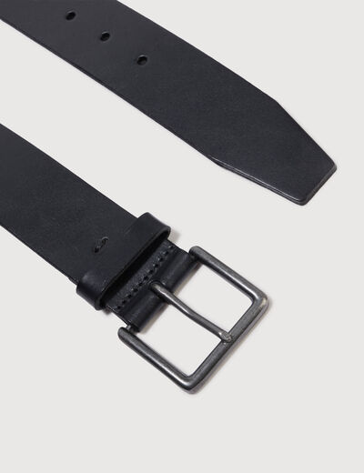 Ceinture large en cuir noir homme