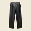 Pantalon taille haute similicuir noir femme