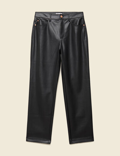 Pantalon taille haute similicuir noir femme