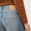 Jeans wide leg strass taille standard bleu femme