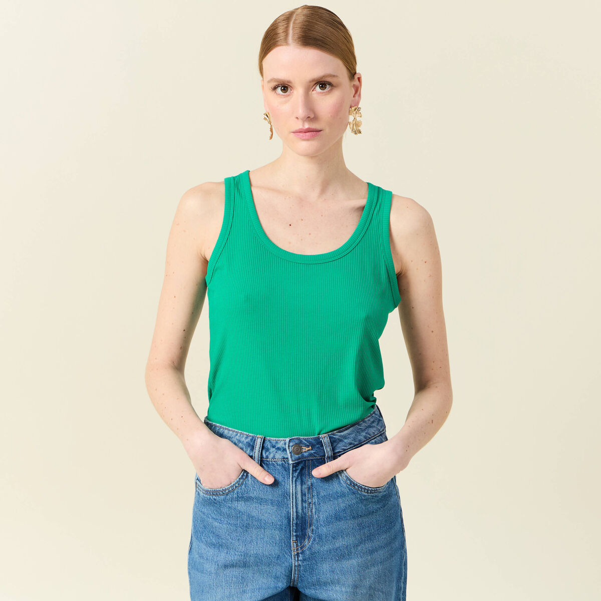 Débardeur éco-responsable vert turquoise femme