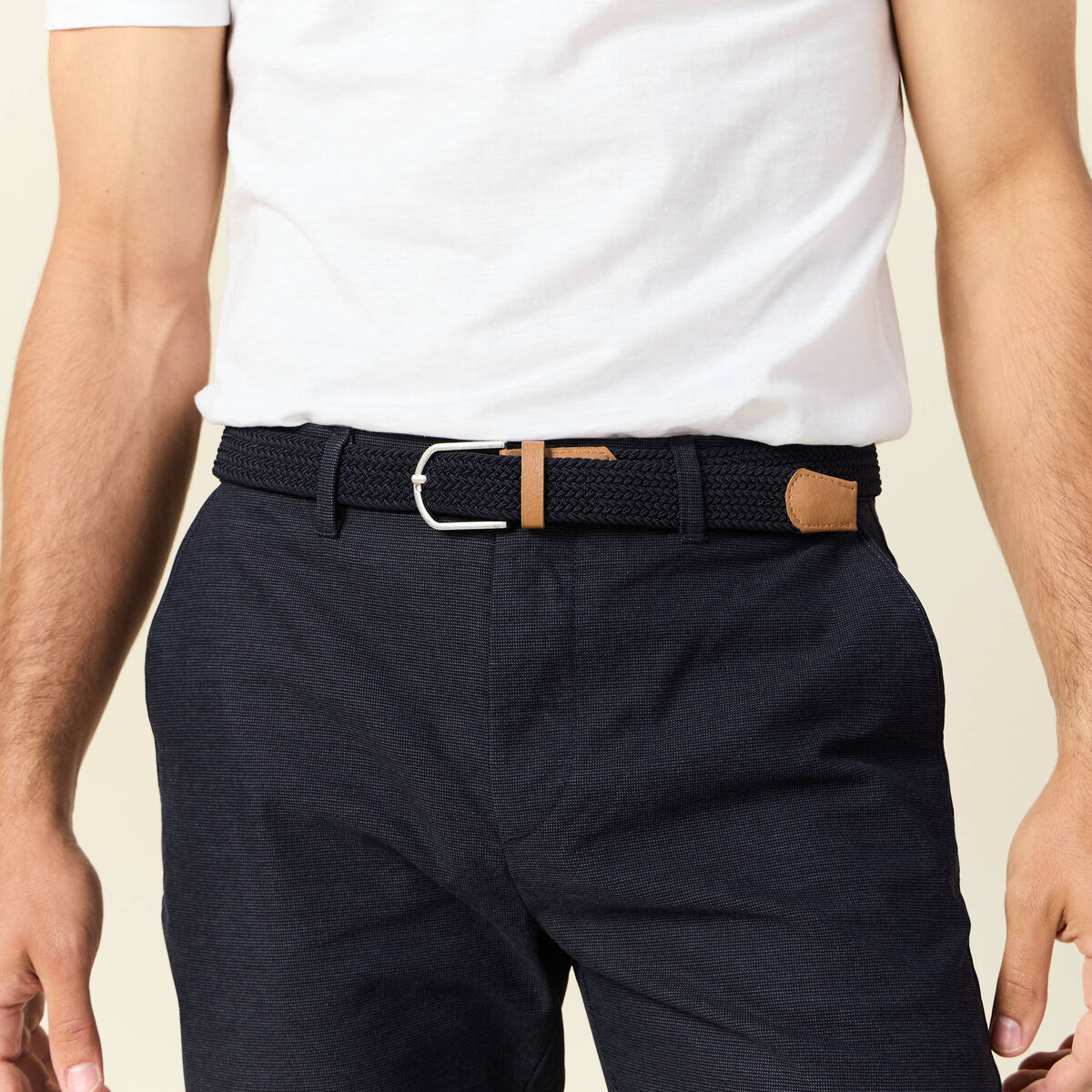 Pantalon chino straight bleu marine homme