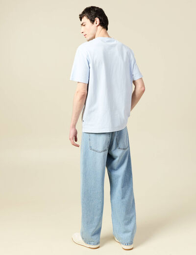 T-shirt ample en coton manches courtes bleu ciel homme