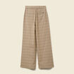 Pantalon large taille haute fluide beige fonce femme