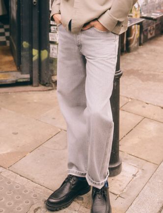 Jeans large relaxed denim snow gris homme