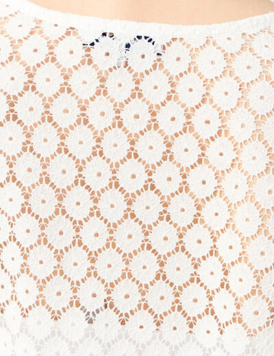 Chemise cintrée courte manches 3/4 ecru femme
