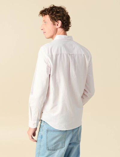 Chemise droite en coton rose poudr&eacute;e homme